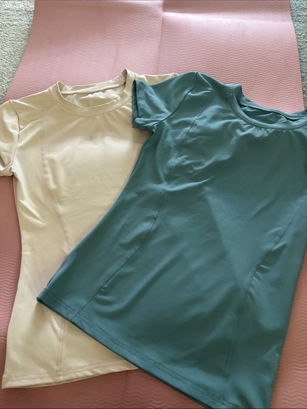 Classic Short-Sleeve Crewneck Tee in Teal and Cream - Women's